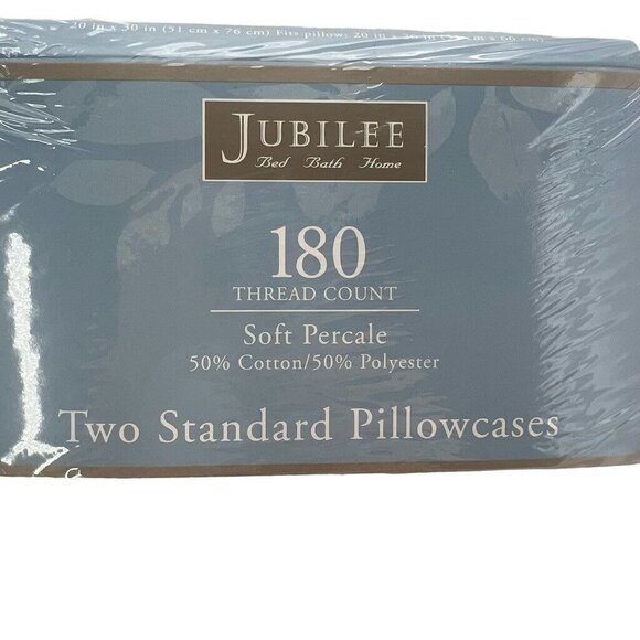 Jubilee 180 Thread Count Soft Percale Two Standard Pillowcases Cotton Polyester - Picture 4 of 5
